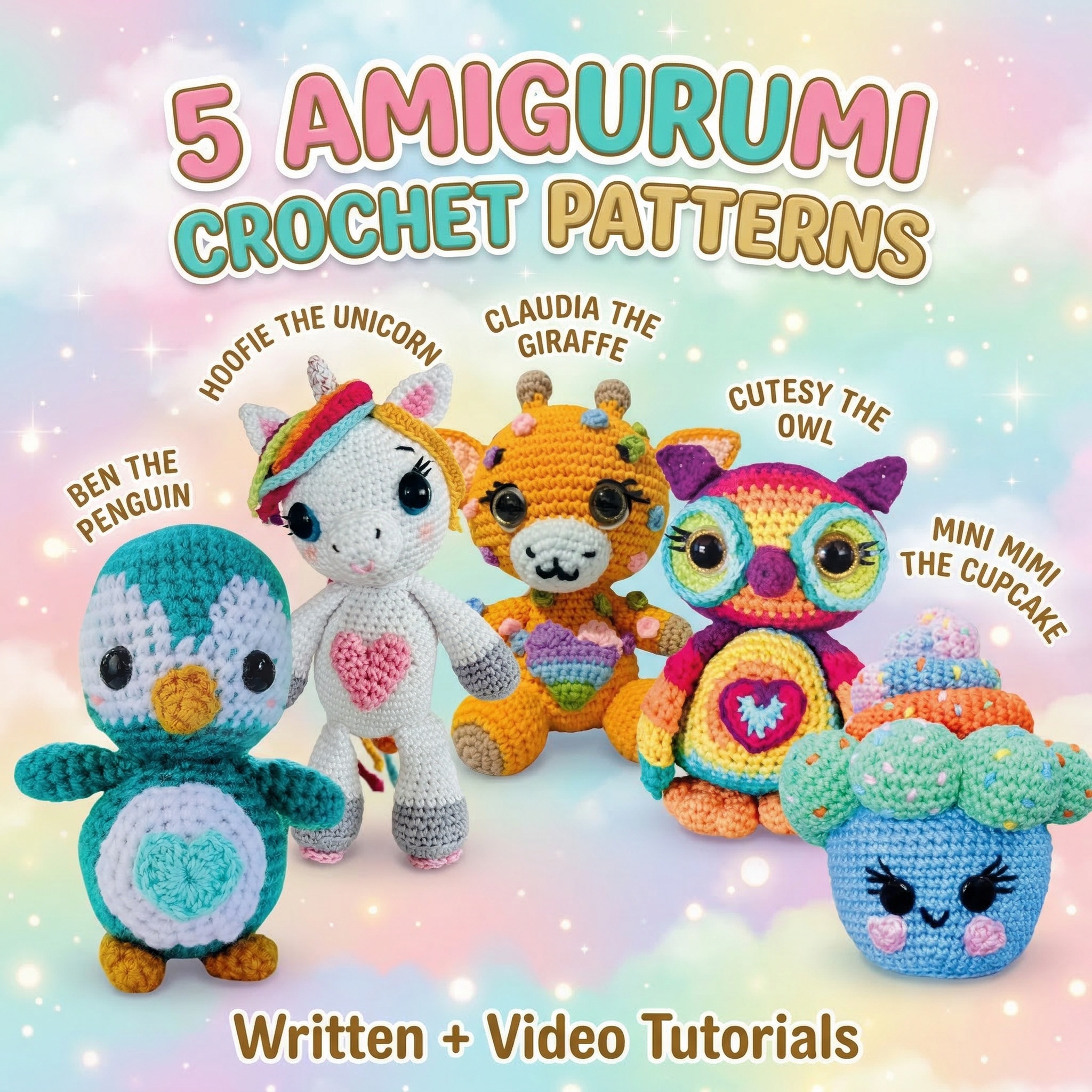 Beginner Friendly 5 Crochet Patterns Bundle | Amigurumi PDF Set